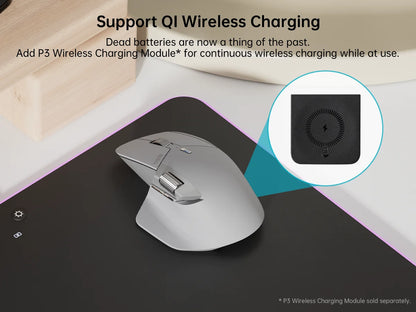 Rapoo MT760 Multi-Mode Rechargeable Wireless Mouse, Ergonomic Bluetooth Mouse with 4000 DPI, Easy-Switch for Up to 4 Devices, USB-C Rechargeable