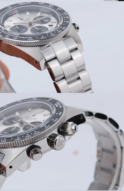 Tactical Frog Men's Business Diving Watch VS75B Quartz Chronograph 316L Steel Sapphire 200M Waterproof C3 Luminous Mens Watch