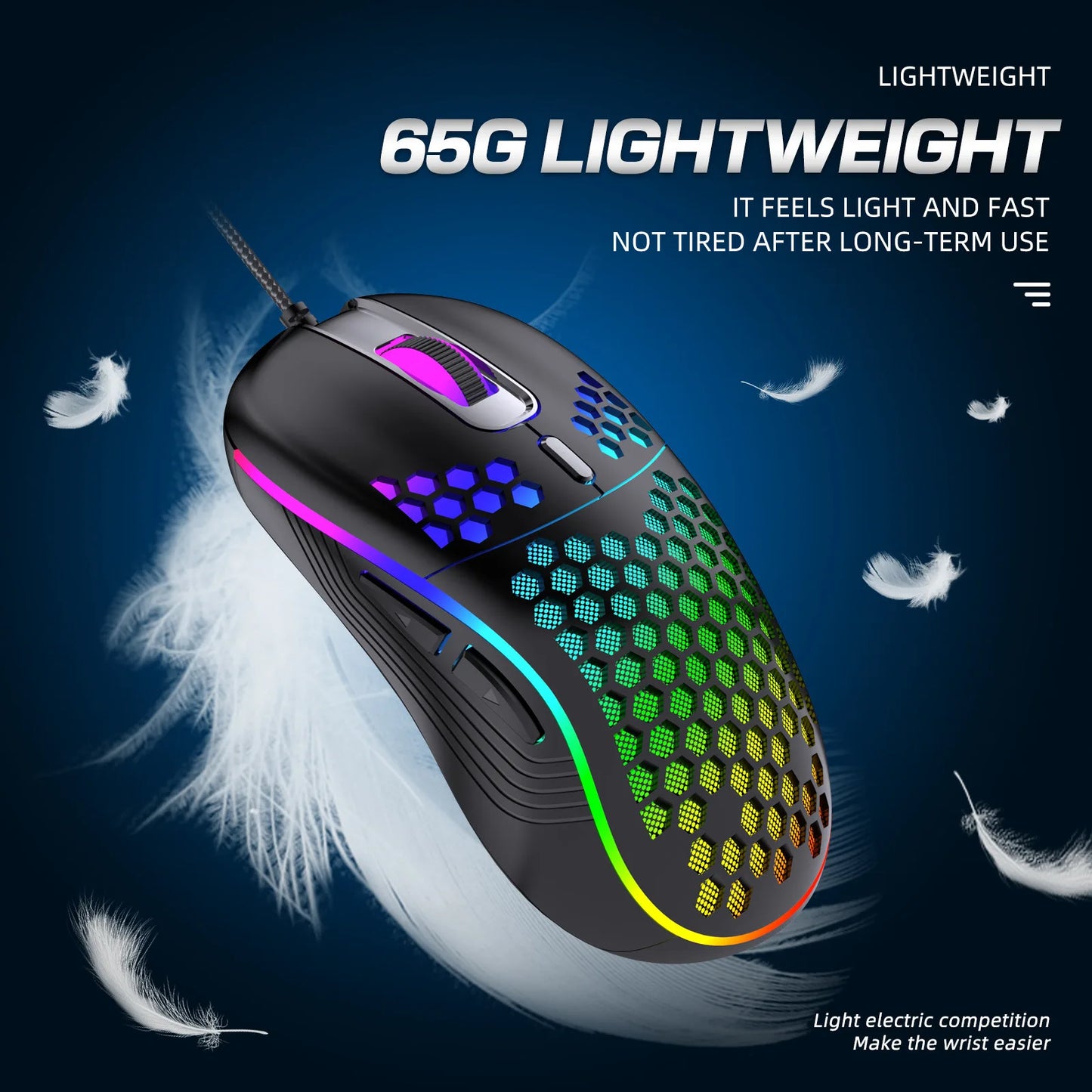 VAORLO USB Wired Gaming Mouse 7200DPI Adjustable Optical Gaming Mouse with RGB Lighting, Ergonomic Mechanical Gaming Mouse for PC, Laptop & Office