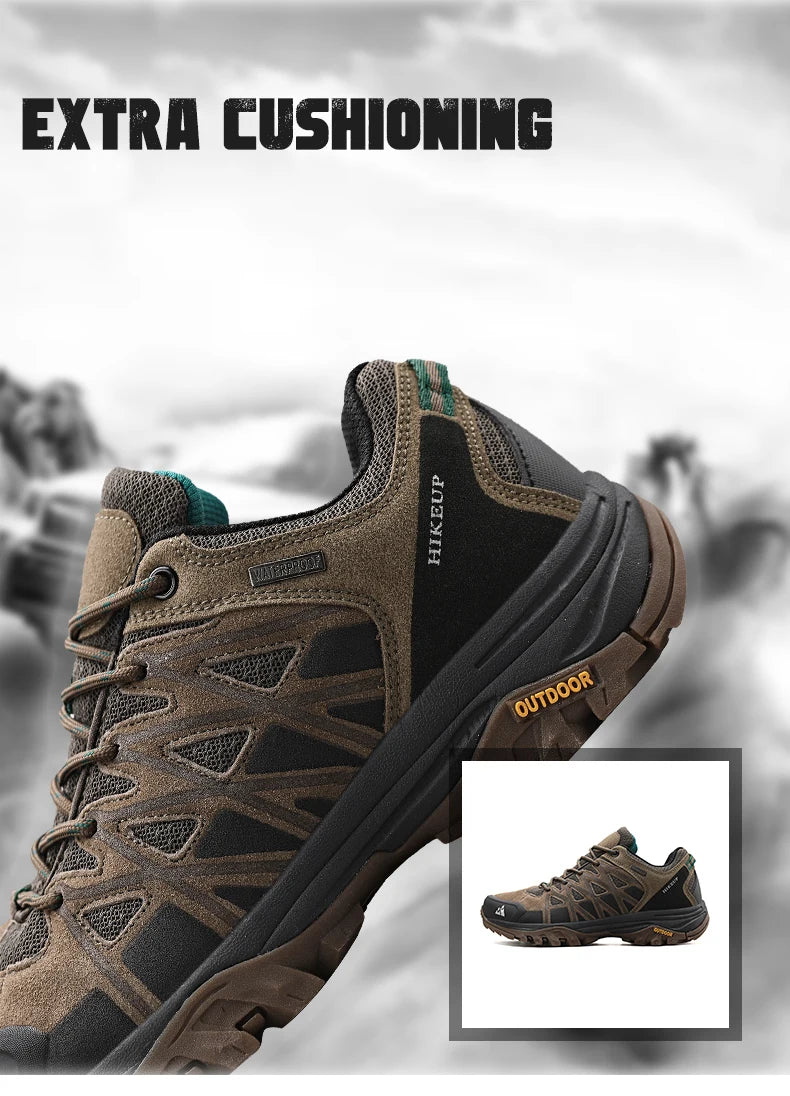 HIKEUP Fashion Outdoor Shoes Hiking Men's Sports Casual Mountain Trekking Boots Camping Sneakers for Men Non-slip Wear-resistant