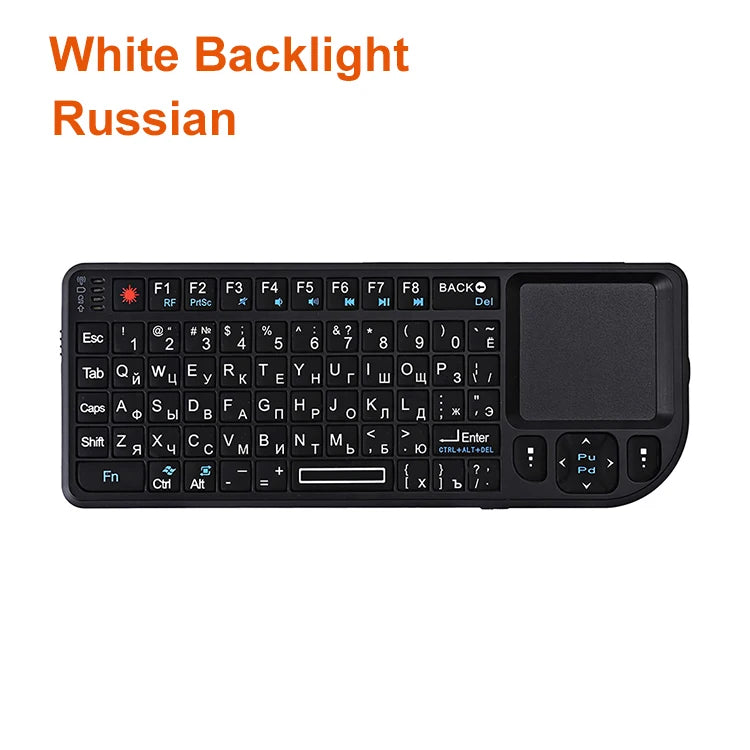 A8 Mini Wireless Keyboard 2.4G RF Backlit Touchpad Russian English Keyboard For MacBook iPad PC Tablet USBRechargeable Air Mouse