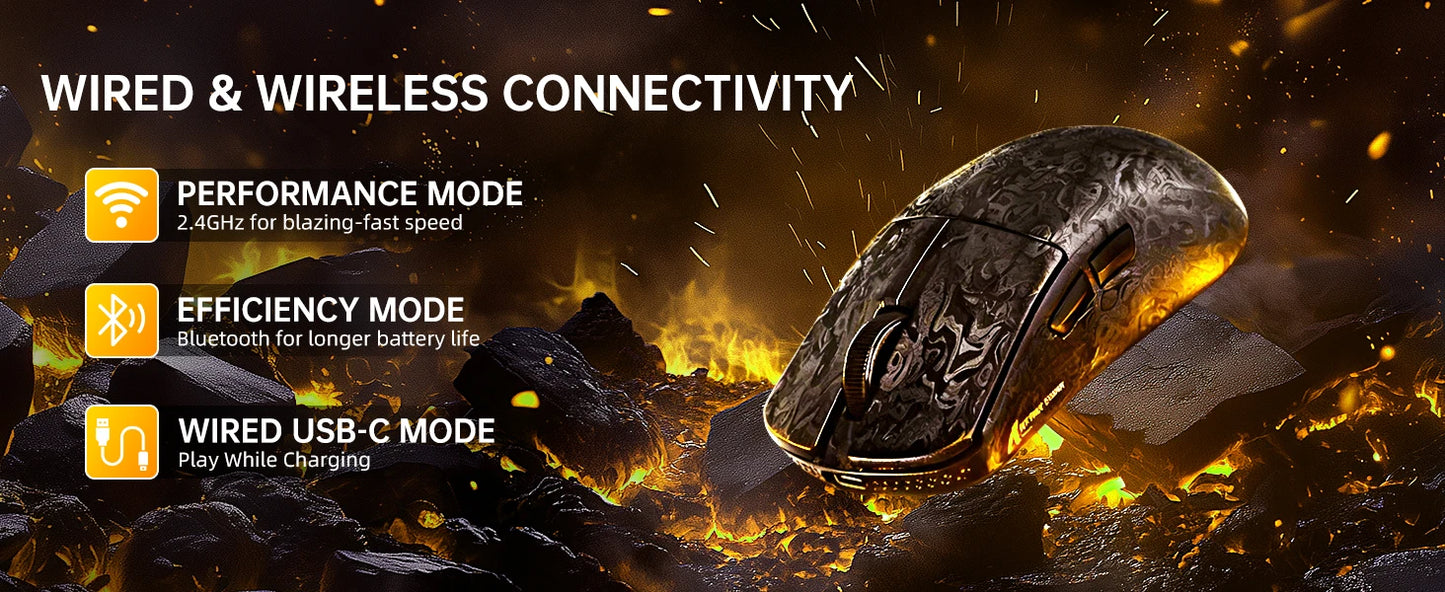 Mouse de gaming wireless ATTACK SHARK R11 ULTRA din fibră de carbon, 8000Hz, PAW3950MAX, 42000DPI, greutate redusă 49g, 20000FPS, Nordic 52840