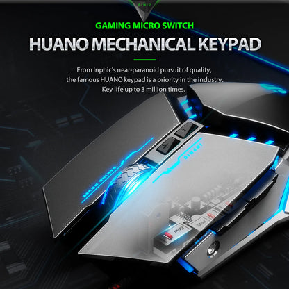 INPHIC W2 Gaming Mouse 8800 DPI Wired USB Optical Mouse with 6 Programmable Buttons, Silent Click, Ergonomic Design & RGB Breathing Light