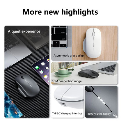 Inphic M1 2.4G Wireless Mouse Type-C Rechargeable Silent Ergonomic Mouse with Battery Level Display, Adjustable DPI Wireless Office Mouse for Laptop & PC