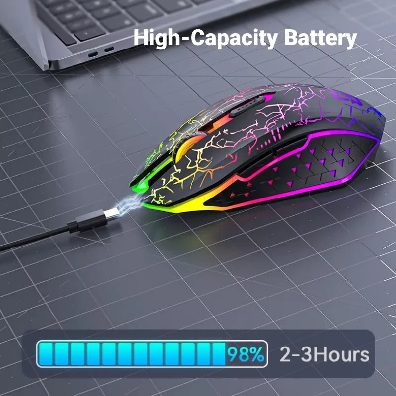 Souris sans fil Bluetooth rechargeable, souris gaming RGB 2,4 GHz, souris sans fil ergonomique avec 1 600 DPI, souris Bluetooth bimode pour PC, ordinateur portable et MacBook