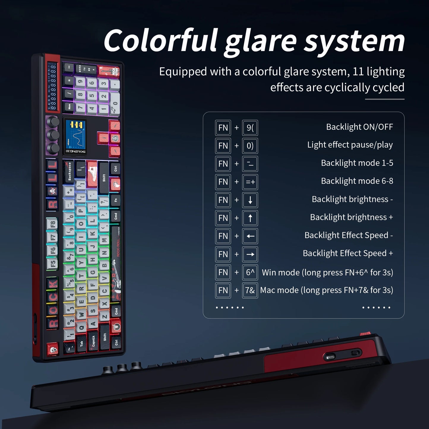 SKYLOONG GK104 Pro Wireless Mechanical Keyboard, 104-Key Custom Hot-Swappable RGB Gaming Keyboard with LCD Screen, Triple Mode Bluetooth/2.4G/USB-C Mechanical Keyboard