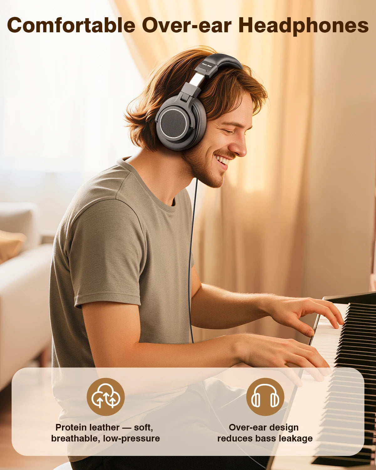 New Bee Wired Professional Studio DJ Headphones Hi-Res Over-Ear Studio Monitor Headphones with Microphone Support for Mixing, Recording, Gaming & Music Production