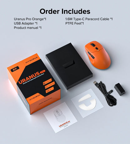 KYSONA Uranus PRO Wireless Gaming Mouse PAW3395, 26,000 DPI, 8KHz Polling Rate, Ultra-Lightweight Ergonomic Wireless Gaming Mouse for PC
