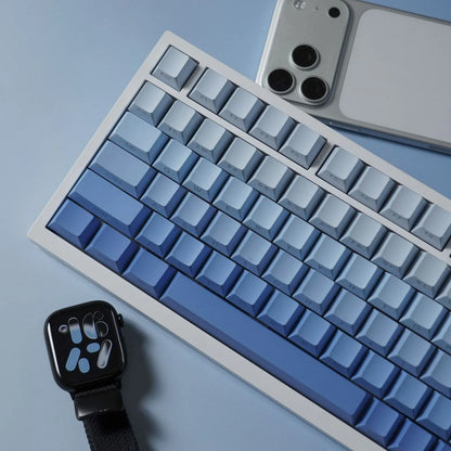 Side Print Keycaps 134 Key Cherry Profile White Blue Gradient PBT Keyboard Key Caps Gamer Mechanical keyboard AULA f75 Wooting