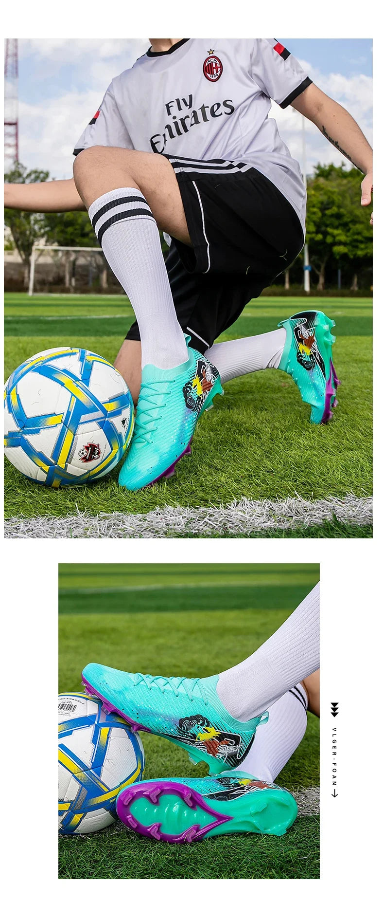 New Men Football Boots Cleats Non-Slip Match Ultralight Soccer FG Training Shoes Soccer Shoes Long Spikes Outdoor Drop Shipping