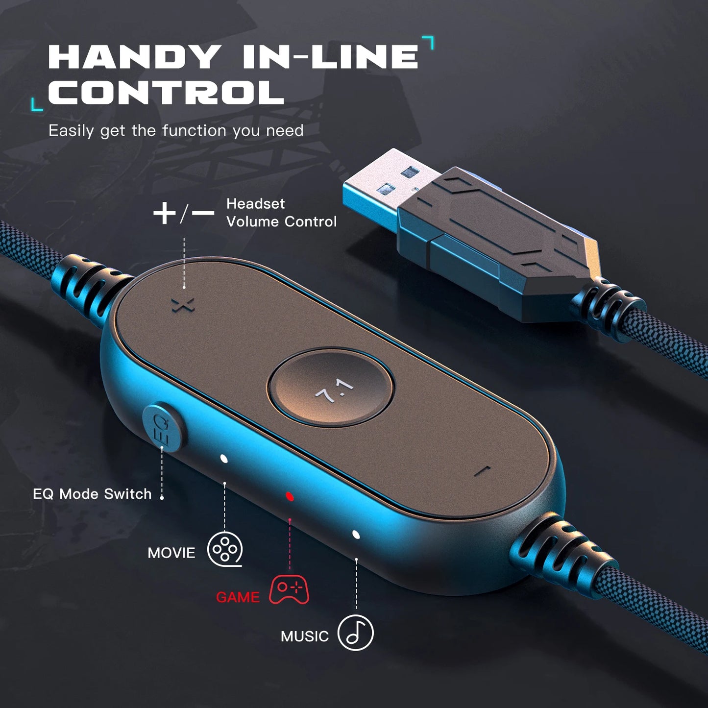 Auriculares gaming FIFINE RGB con micrófono – auriculares con cable circumaurales con sonido envolvente 7.1 para PC, PS4 y PS5 con 3 modos de ecualización