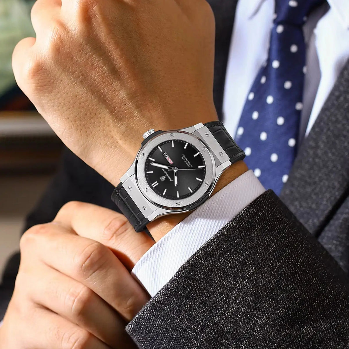 Montre pour homme POEDAGAR – Modèle original, style professionnel, étanche, bracelet en silicone, affichage de la date et du jour, mouvement à quartz, montre de luxe tendance.