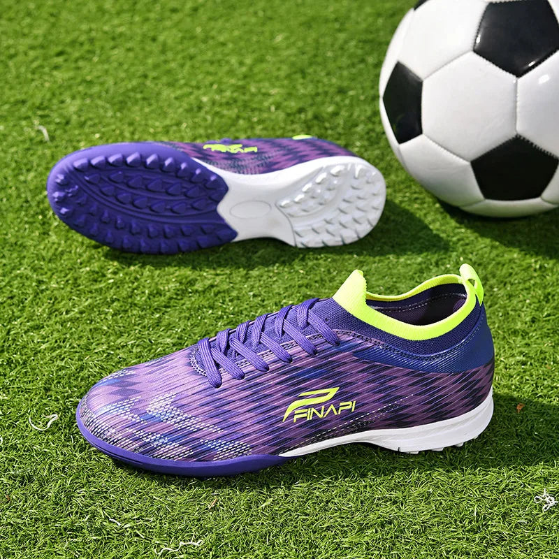 Ghete de fotbal pentru bărbați, de înaltă calitate, crampoane pentru meci, model popular pentru interior și exterior, teren cu iarbă, futsal, ghete high-top antiderapante