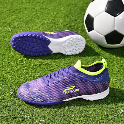 Ghete de fotbal pentru bărbați, de înaltă calitate, crampoane pentru meci, model popular pentru interior și exterior, teren cu iarbă, futsal, ghete high-top antiderapante