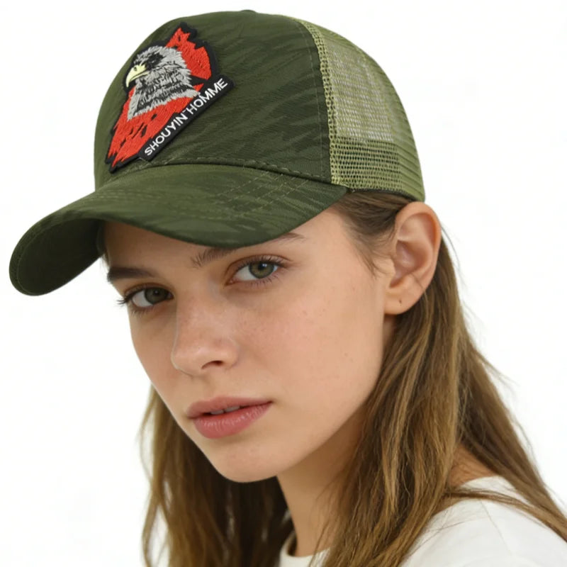 1 Breathable Sun-Protective Embroidered Baseball Cap with Eagle Embroidery, Personalized Design, Unisex, Suitable for Daily Casual Outdoor Use, Sunshade Mesh Cap, Holiday Gift