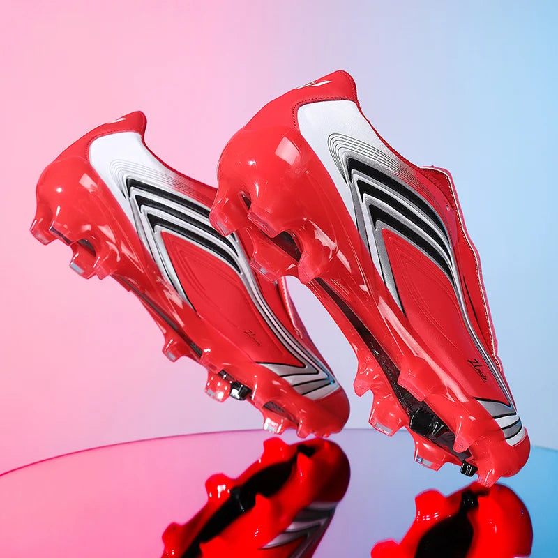 Chaussures de football à crampons longs FG pour hommes, modèle bas, antidérapantes, ultra-légères, pour entraînement et matchs sur gazon naturel en extérieur