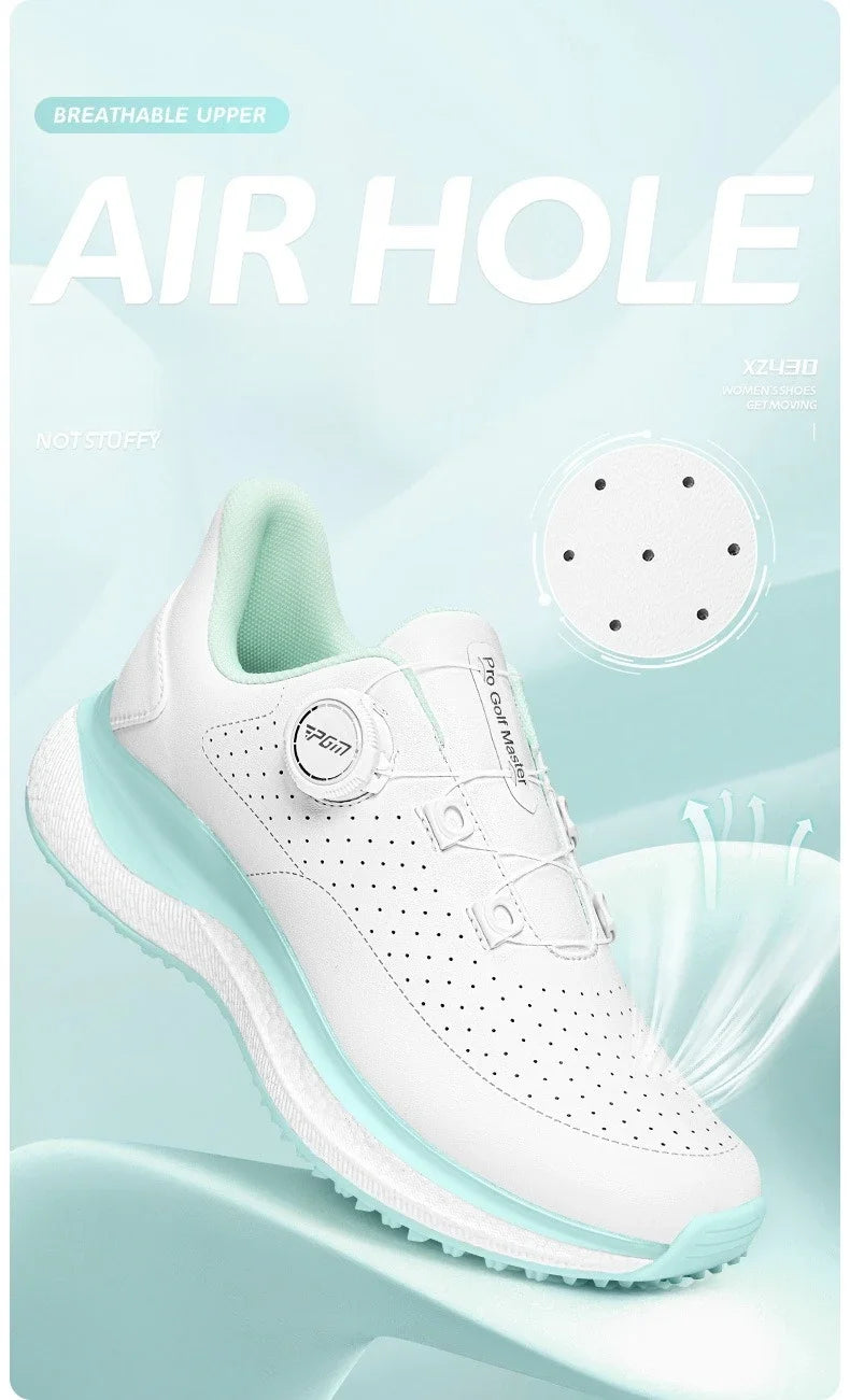 PGM Women Golf Shoes Summer Heat Dissipation Breathable Holes High Elasticity Height Outdoor Sports Sneakers XZ430