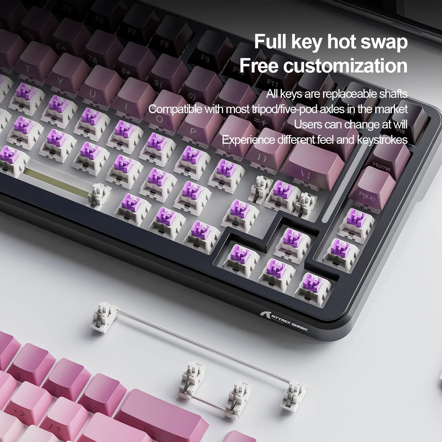 ATTACK SHARK M86 Wireless Mechanical Keyboard 75% Tri-Mode RGB Hot-Swappable Mechanical Keyboard with Side-Printed PBT Keycaps & 4000mAh Battery