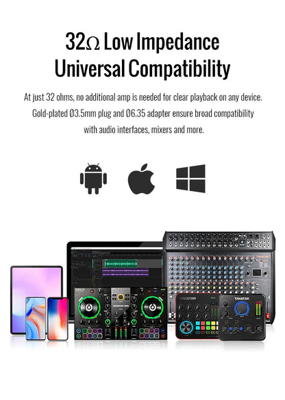Auriculares de monitoreo profesional de estudio TAKSTAR PRO 70 – Headset circumaural con cable y diseño cerrado para producción musical, DJ, gaming y grabación
