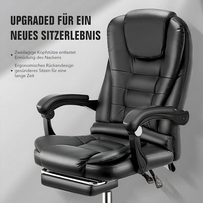 Ergonomic Office Chair with Massage Function, Executive Desk Chair with Footrest, Adjustable Headrest, Lumbar Support & Armrests
