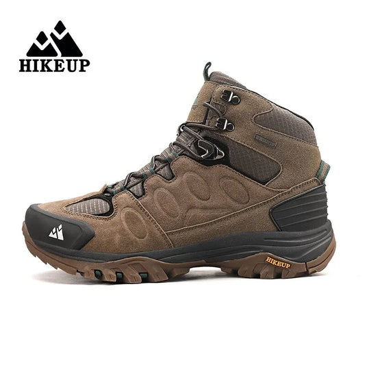HIKEUP High-Top Herren-Wanderstiefel Winter Outdoor Schuhe Schnürung Rutschfeste Sportliche Freizeit-Trekkingstiefel Herren Wildleder Warme Schuhe