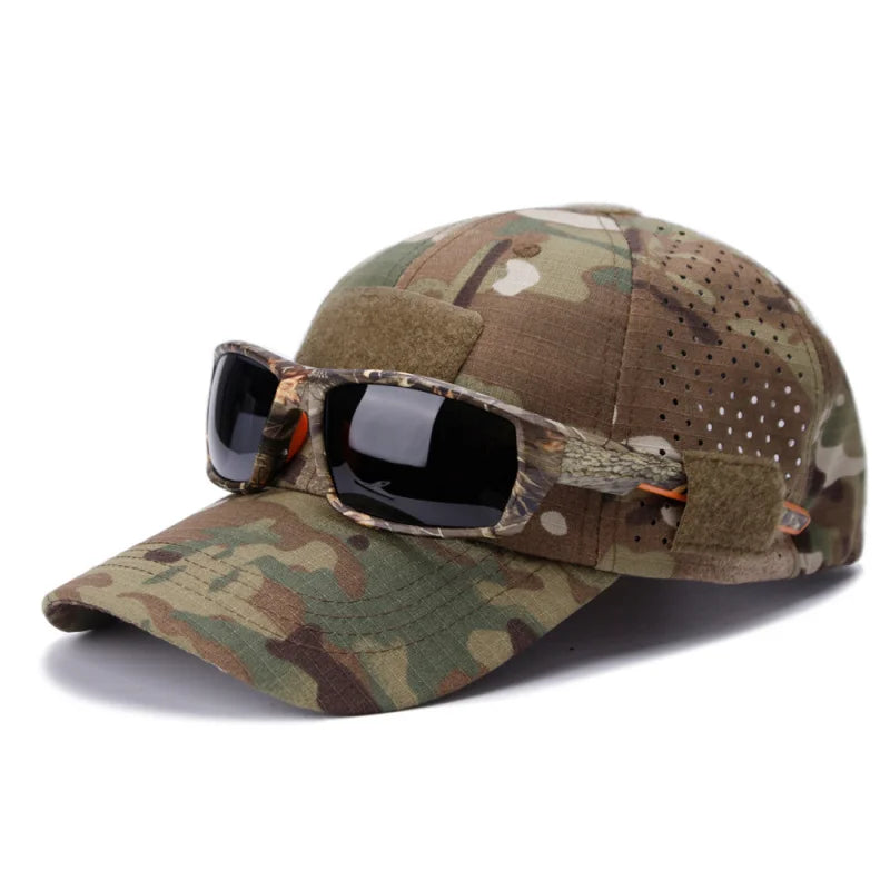 Cappellino da baseball casual sportivo traspirante con motivo mimetico da uomo, cappello da sole per appassionati di stile militare, cappello tattico, cappello da addestramento militare, cappello a secchiello
