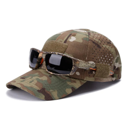 Cappellino da baseball casual sportivo traspirante con motivo mimetico da uomo, cappello da sole per appassionati di stile militare, cappello tattico, cappello da addestramento militare, cappello a secchiello