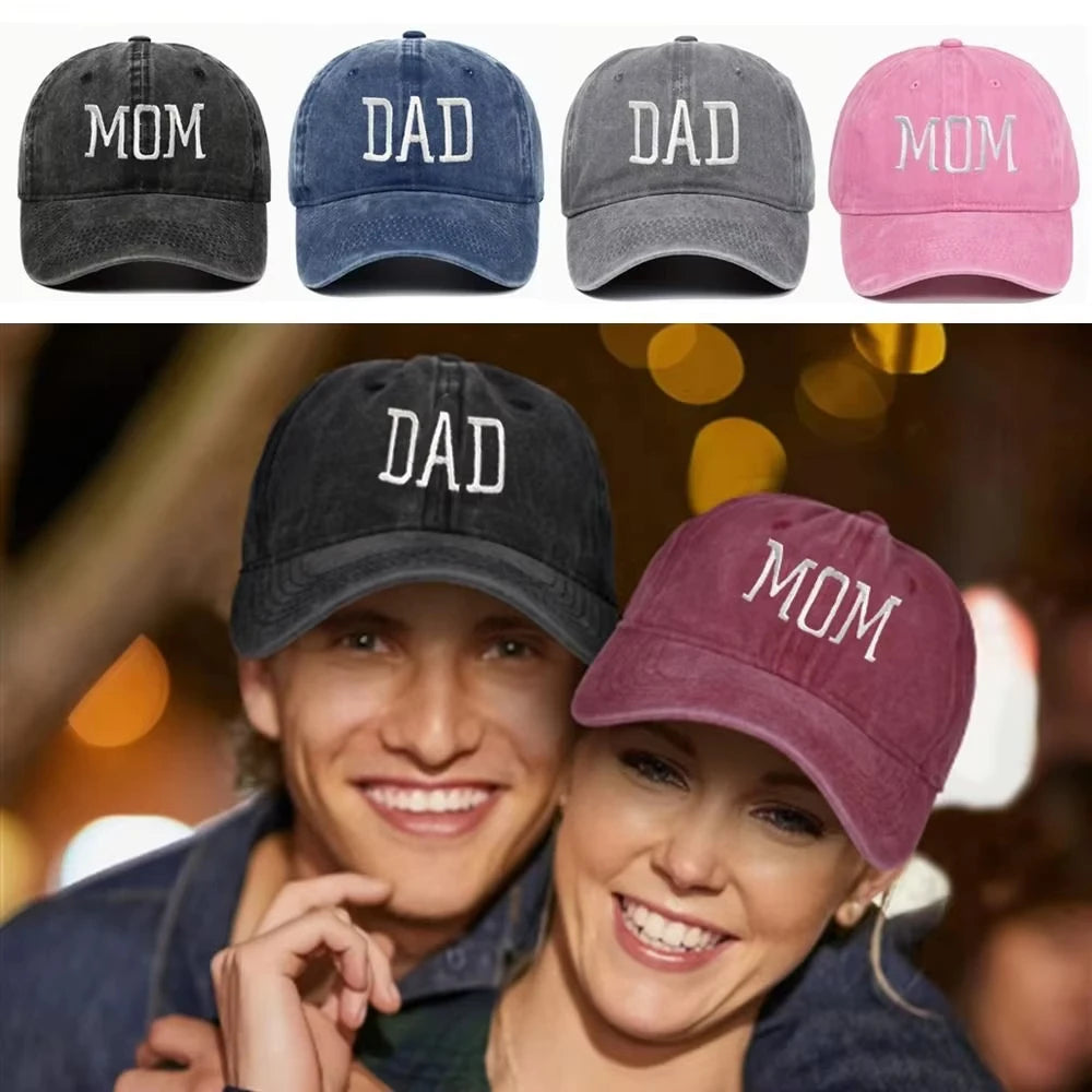 Mom and Dad Embroidered Baseball Hat Retro Sports Running Sunscreen Leisure Daily Versatile Travel Duck Tongue Hat