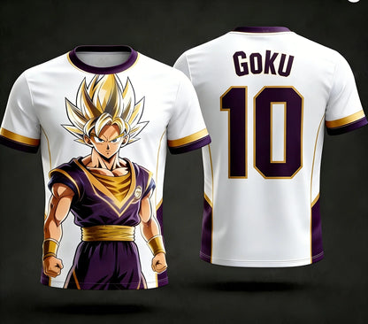 New Dragon Ball Z NO.10 Goku Anime Football Jersey 2026 Summer Plus Size Breathable Jersey Cosplay Short Sleeve T-shirt Y2k
