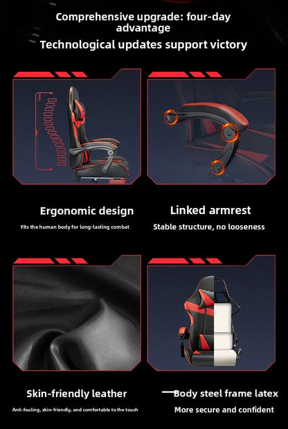 Ergonominen gaming-tuoli tietokonepöydälle, kallistettava kotitoimiston pelituoli selkätuella pitkiin pelisessioihin
