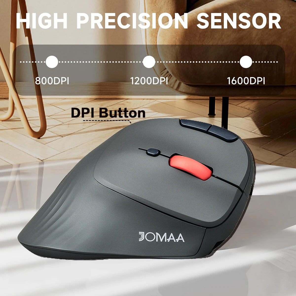 JOMAA Wireless Trackball Mouse, Ergonomic Vertical Rechargeable Bluetooth Trackball Mouse with USB Receiver, Silent Click, Multi-Device Mouse for Windows, Mac & Android