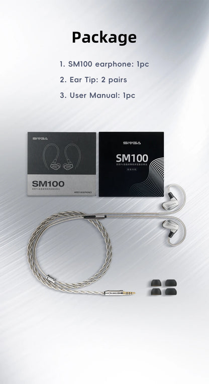 SIVGA SM100 10mm Dual-Chamber Dynamic Driver In-Ear Wired Earphones 0.78 mm 2-Pin Detachable Cable with Mic for Music/Gaming