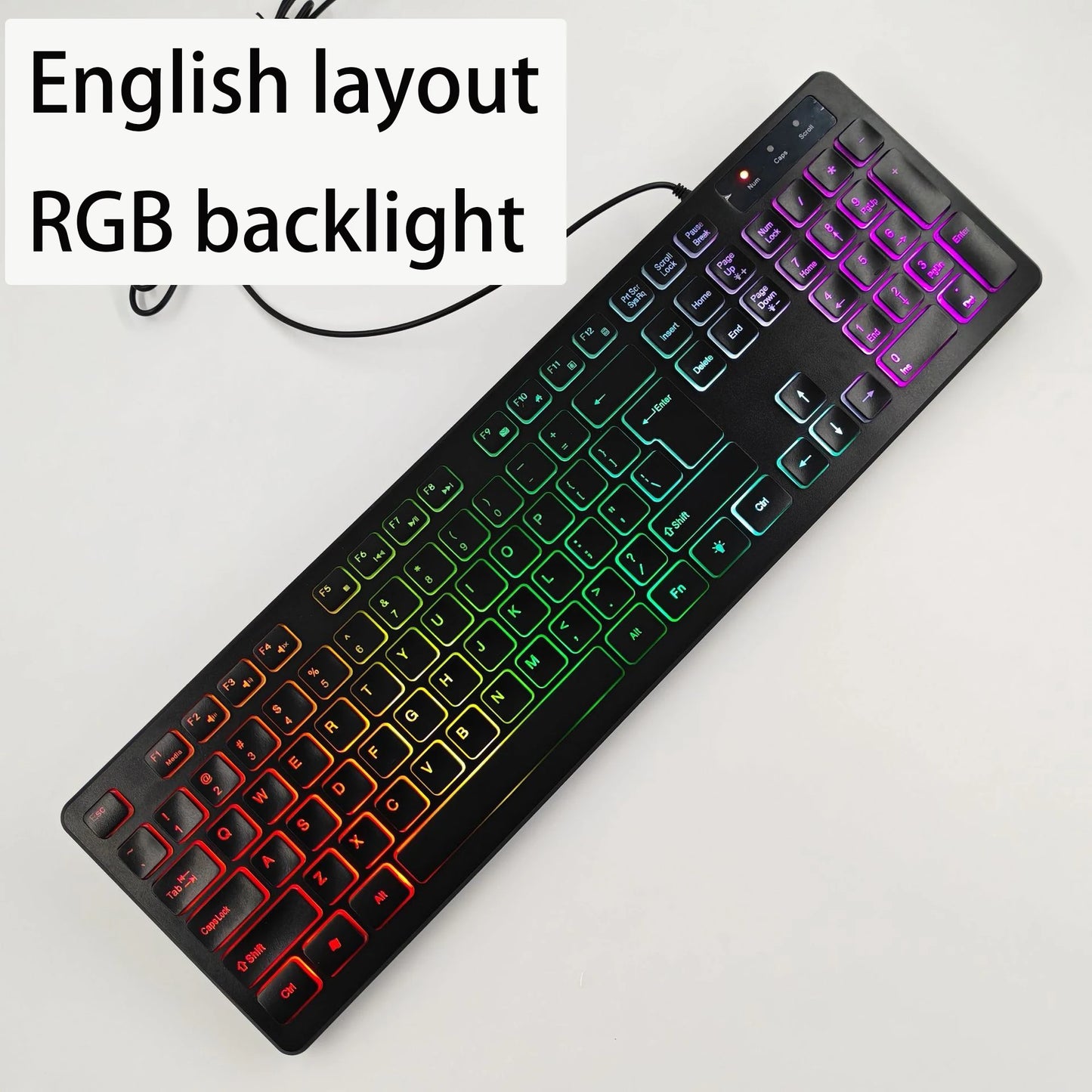 Spanisches/Französisches (AZERTY)/Russisches/Arabisches/Deutsches Tastaturlayout, beleuchtete kabelgebundene Desktop-Gaming-Tastatur für Desktop-Computer und Büro