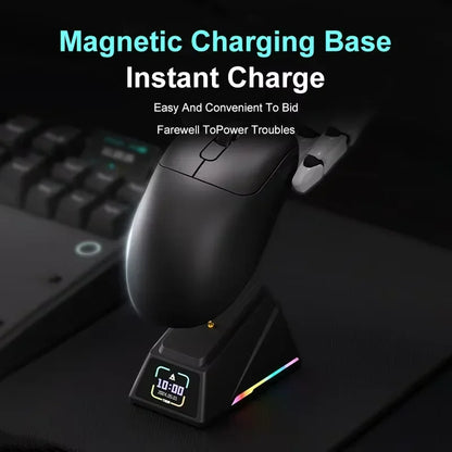 Ajazz AJ179 APEX langaton pelihiiri värinäytöllisellä telakalla, Bluetooth, PAW3395, 400mAh akku, 8000Hz virkistystaajuus
