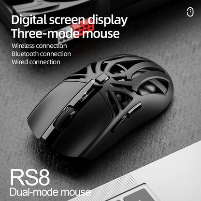 SMAILWOLF RS8 Gaming Mouse Bluetooth Wireless Tri-Mode Lightweight RGB Gaming Mouse with 11200 DPI, Rechargeable Ergonomic Gaming Mouse for PC, Laptop & Mobile