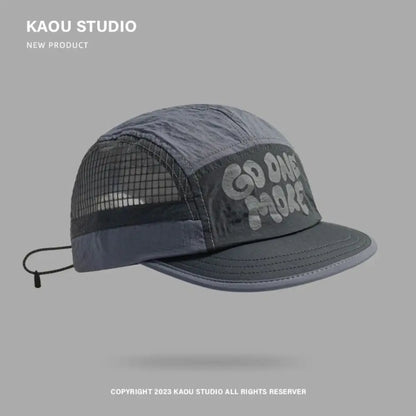 Baseballkappe mit weicher Krempe, schnell trocknend, Retro-Stil, 5-Panel, Sonnenschutz, atmungsaktiv, Freizeitkappe, Hip-Hop-Kappe, Mesh-Laufkappen
