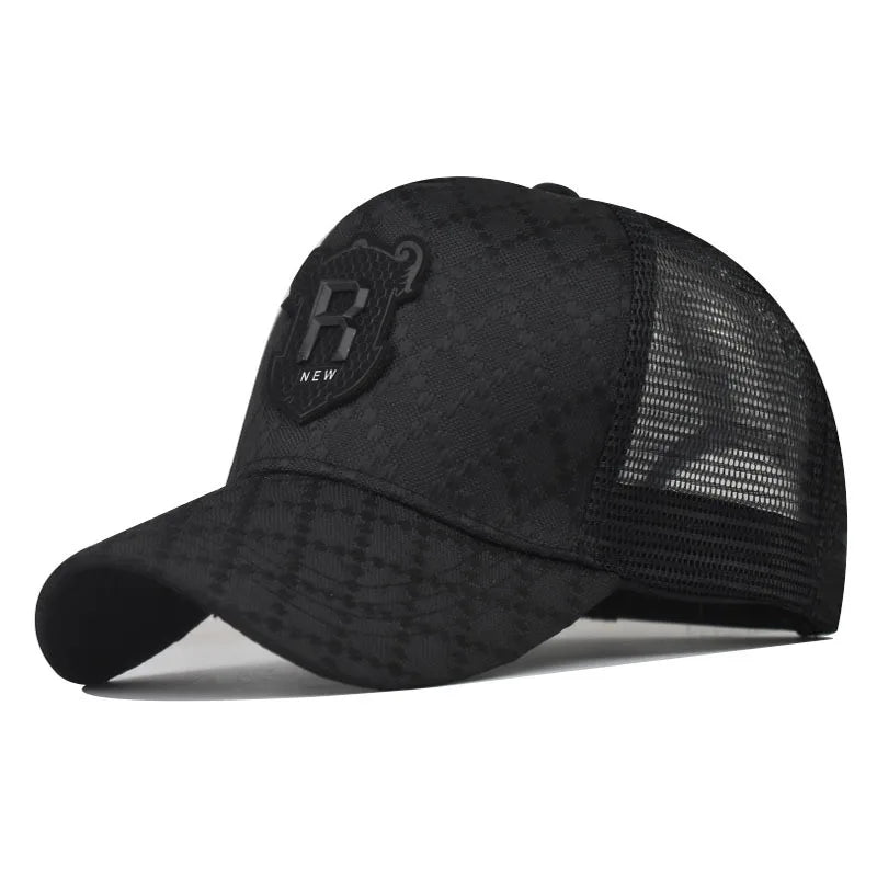 R Letter Icon Men's Baseball Cap for Male Summer Outdoor Adjustable Sports Hip Hop Hat Breathable Mesh Trucker Sunscreen Caps