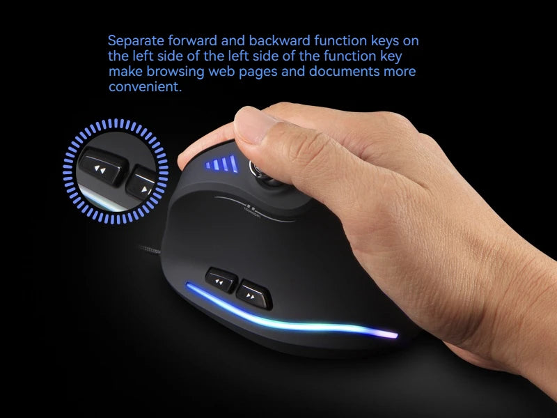 ZELOTES C18 Upright Ergonomic Gaming Mouse, 10000 DPI Wired Vertical Optical Mouse with 11 Programmable Buttons for PC, Office & Gaming
