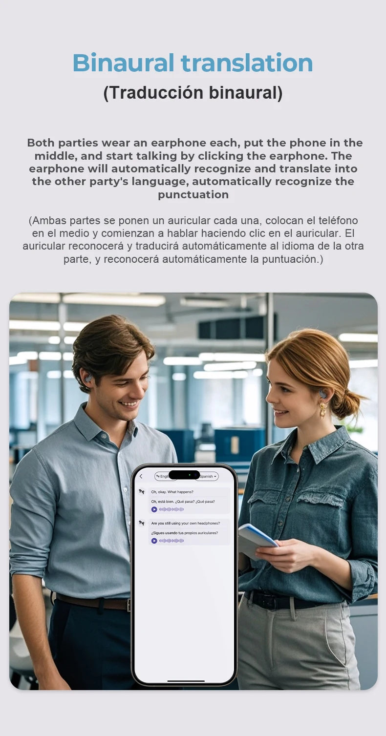 AI Earphone Translator Erazer XP6 Bluetooth 5.4 Wireless Earbuds – Real-Time 144 Languages Translation, Sleep ASMR Earphones, Deep Bass AI Headphones for Travel & Office