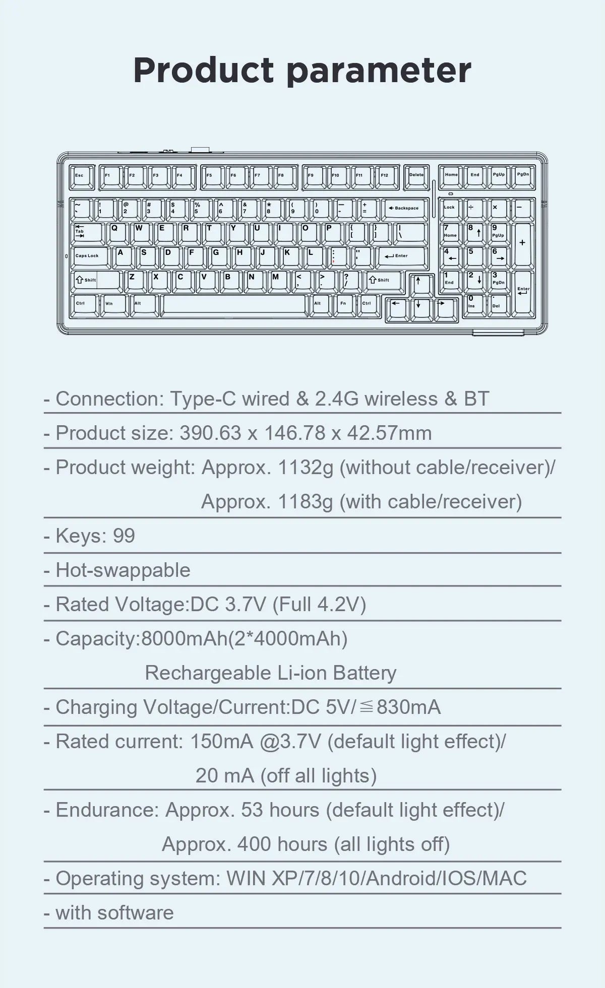 AULA F99 Wireless Mechanical Keyboard Tri-Mode Hot Swappable Custom Keyboard Gasket Structure for PC/Tablet/Xbox/PS4/PS5