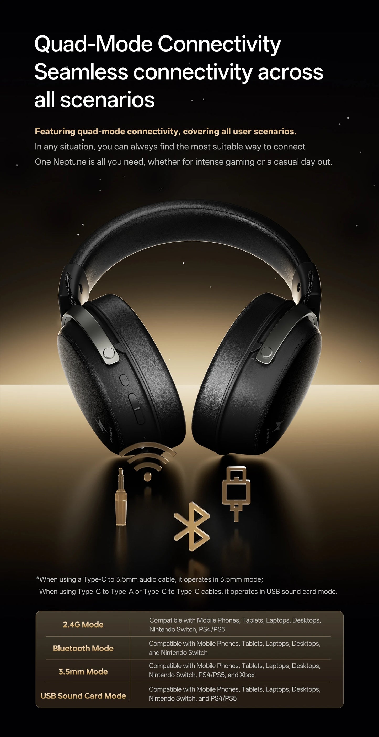 ATK N9 Pro Ultra Wireless Gaming Headset with Mic, 7.1 Surround Sound Low Latency Headphones, Noise Reduction Bluetooth Headset for E-Sports Gaming