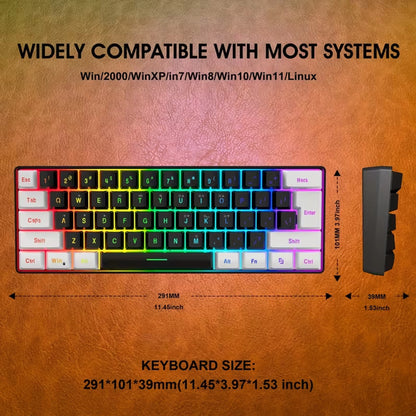 60% Gaming Keyboard Wired RGB Backlit Mini 61 Keys Membrane Keyboard Anti-Ghosting No-Conflict Ultra-Compact for Gamers
