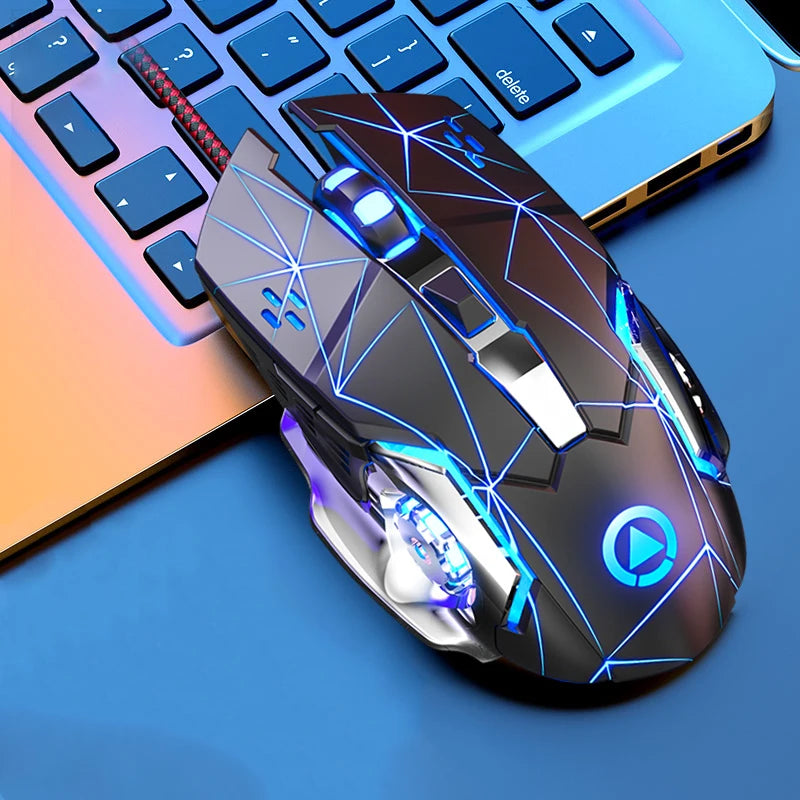 USB Wired Gaming Mouse 6-Button Ergonomic Gaming Mouse with Adjustable DPI, RGB Backlit Optical Gaming Mouse for PC, Laptop & Desktop