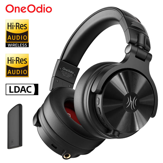 Auriculares DJ inalámbricos OneOdio Studio Max Bluetooth 6.0 – Latencia ultrabaja de 9ms, auriculares circumaurales de monitoreo de estudio Hi-Res LDAC con micrófono
