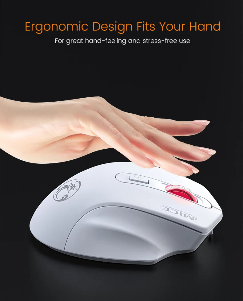 iMice Silent Rechargeable Wireless Mouse 2.4GHz, 1600 DPI Adjustable Wireless Mouse for PC, Laptop & Office, Quiet Click Ergonomic Computer Mouse