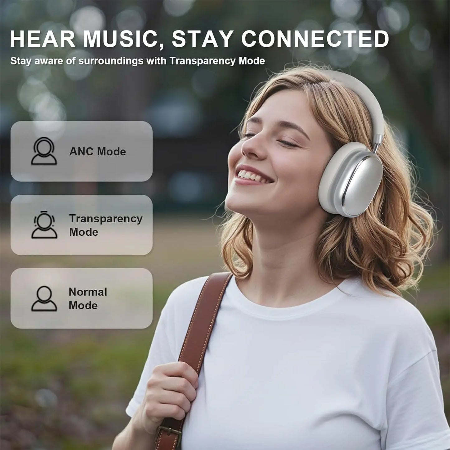 Hybrid Active Noise Cancelling Headphones Bluetooth 6.0 Wireless Over Ear Headphones with Hi-Res Audio, Deep Bass, Transparency Mode, ANC Headset