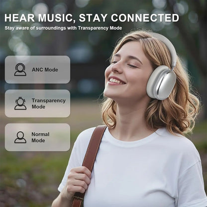 Hybrid Active Noise Cancelling Headphones Bluetooth 6.0 Wireless Over Ear Headphones with Hi-Res Audio, Deep Bass, Transparency Mode, ANC Headset
