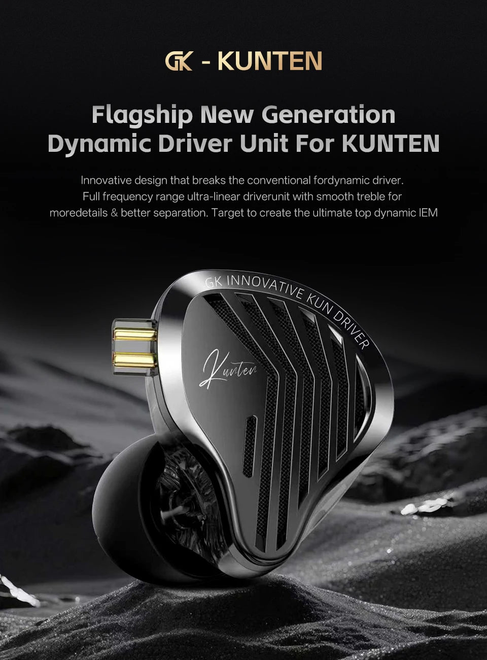 GK KUNTEN HiFi Dynamic Driver Earphones Wired In-Ear Headphones with Microphone, Detachable Cable DJ Music Earbuds, Professional HiFi Audio Earphones