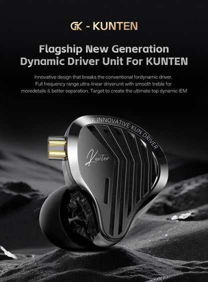 GK KUNTEN HiFi Dynamic Driver Earphones Wired In-Ear Headphones with Microphone, Detachable Cable DJ Music Earbuds, Professional HiFi Audio Earphones