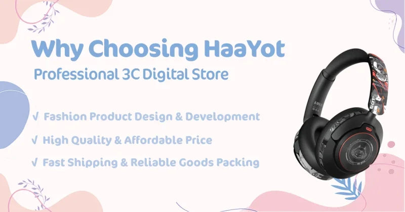 HaaYot Professional Wireless Gaming Headset Bluetooth 6.0 with 7.1 Surround Sound, Low Latency 15ms Gaming Headphones with Mic for PC PS5 Switch Mobile